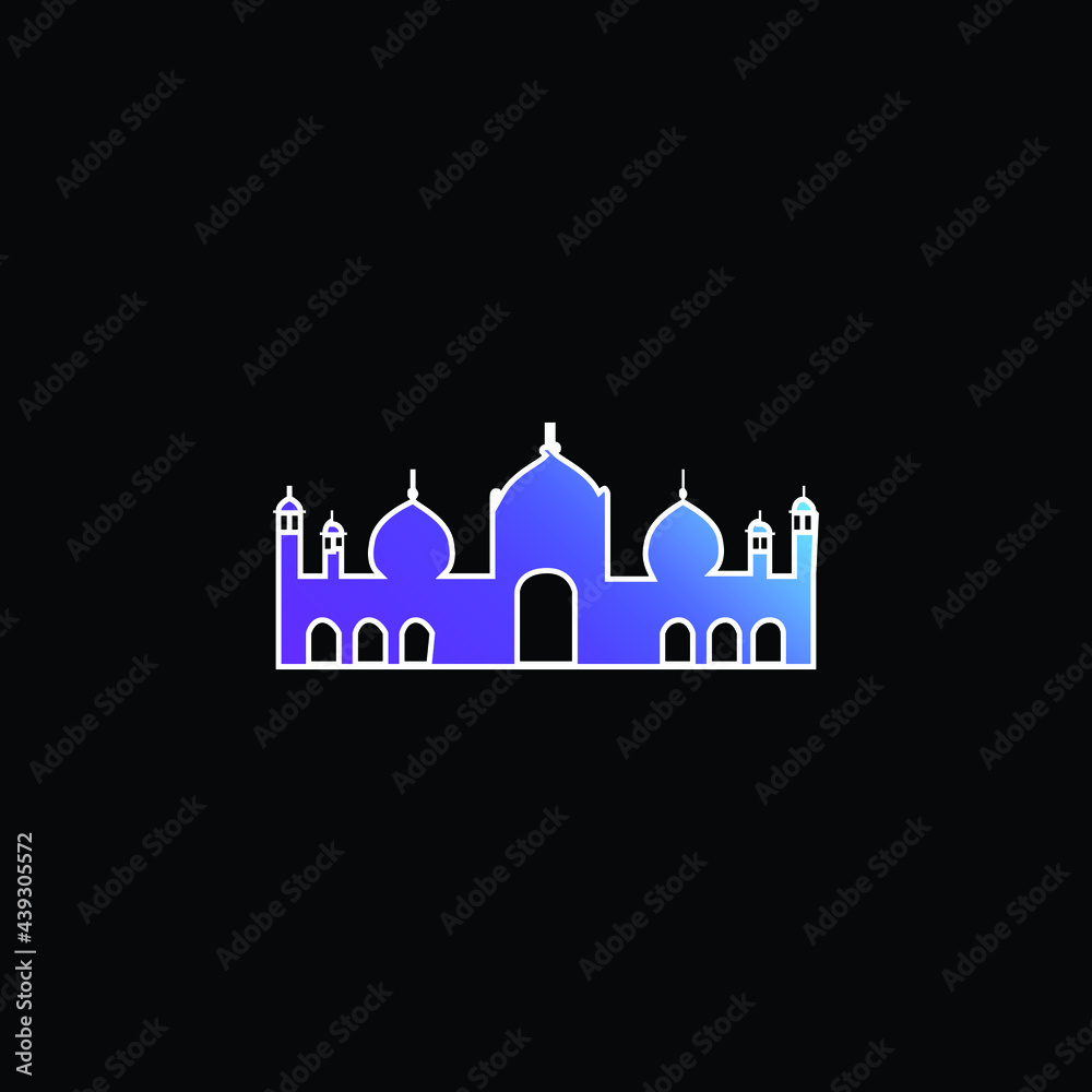Badshahi Mosque blue gradient vector icon