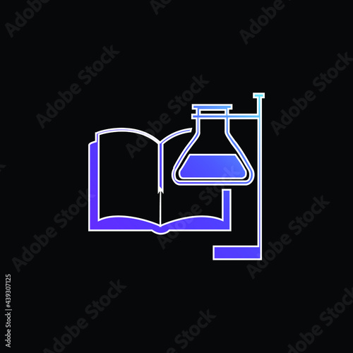Book And Test Tube With Supporter blue gradient vector icon