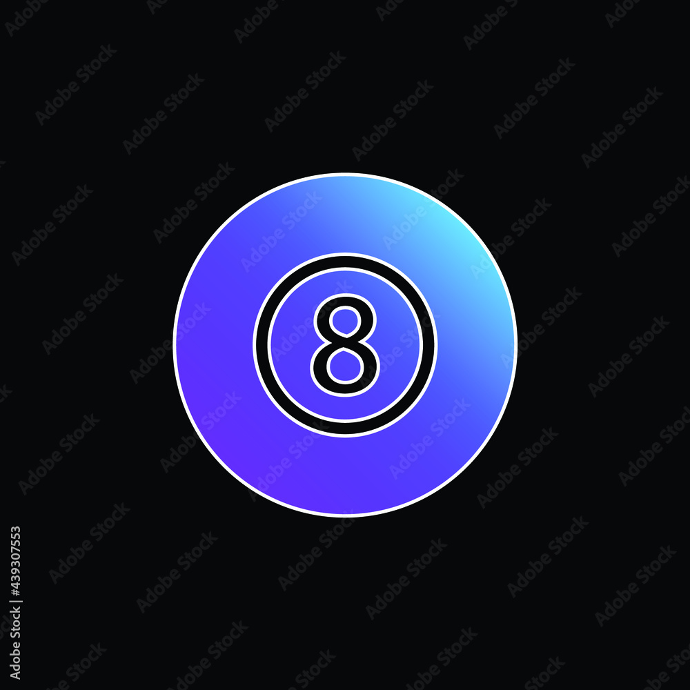 Billiard Eight Ball blue gradient vector icon