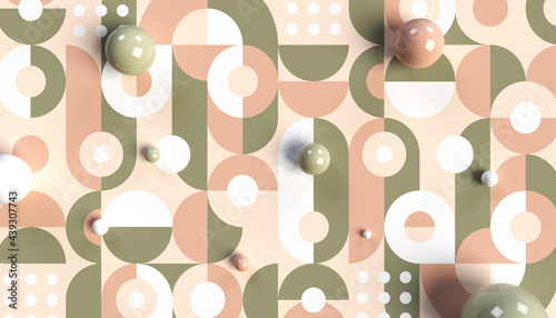 Abstract geometric background pattern with three-dimensional balls 3D illustration