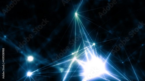 Blue glowing grid of artificial network in three-dimensional logic space on microscopic level abstract Plexus elements web. 3D animation concept background loop for music logic and meditation banner