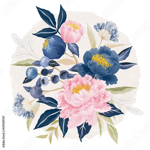 Vector illustration of floral bouquet in spring. Design for cards, party invitation, Print, Frame Clip Art and Business Advertisement and Promotion 	
