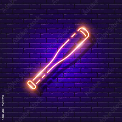 Baseball bat neon icon. Baseball sign. Vector illustration for design. Sports concept.