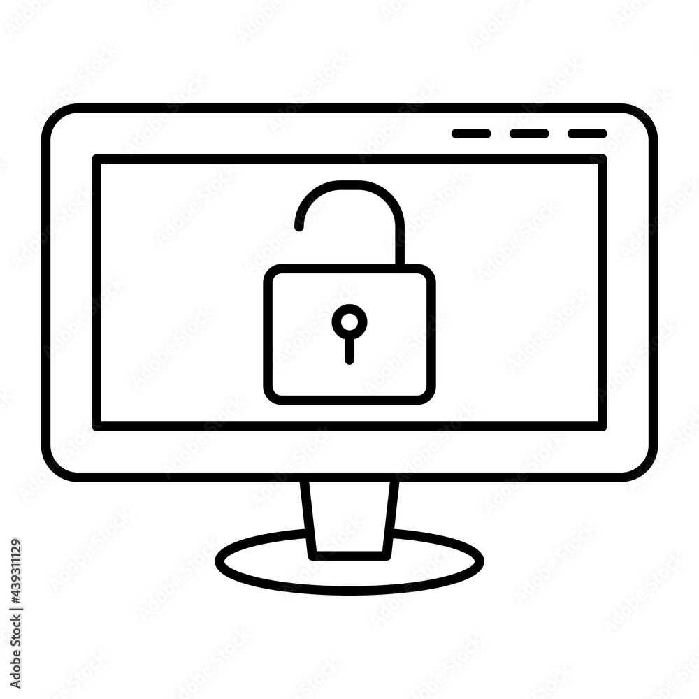Vector Unlock Website Outline Icon Design Vector Unlock Website Outline Icon Design