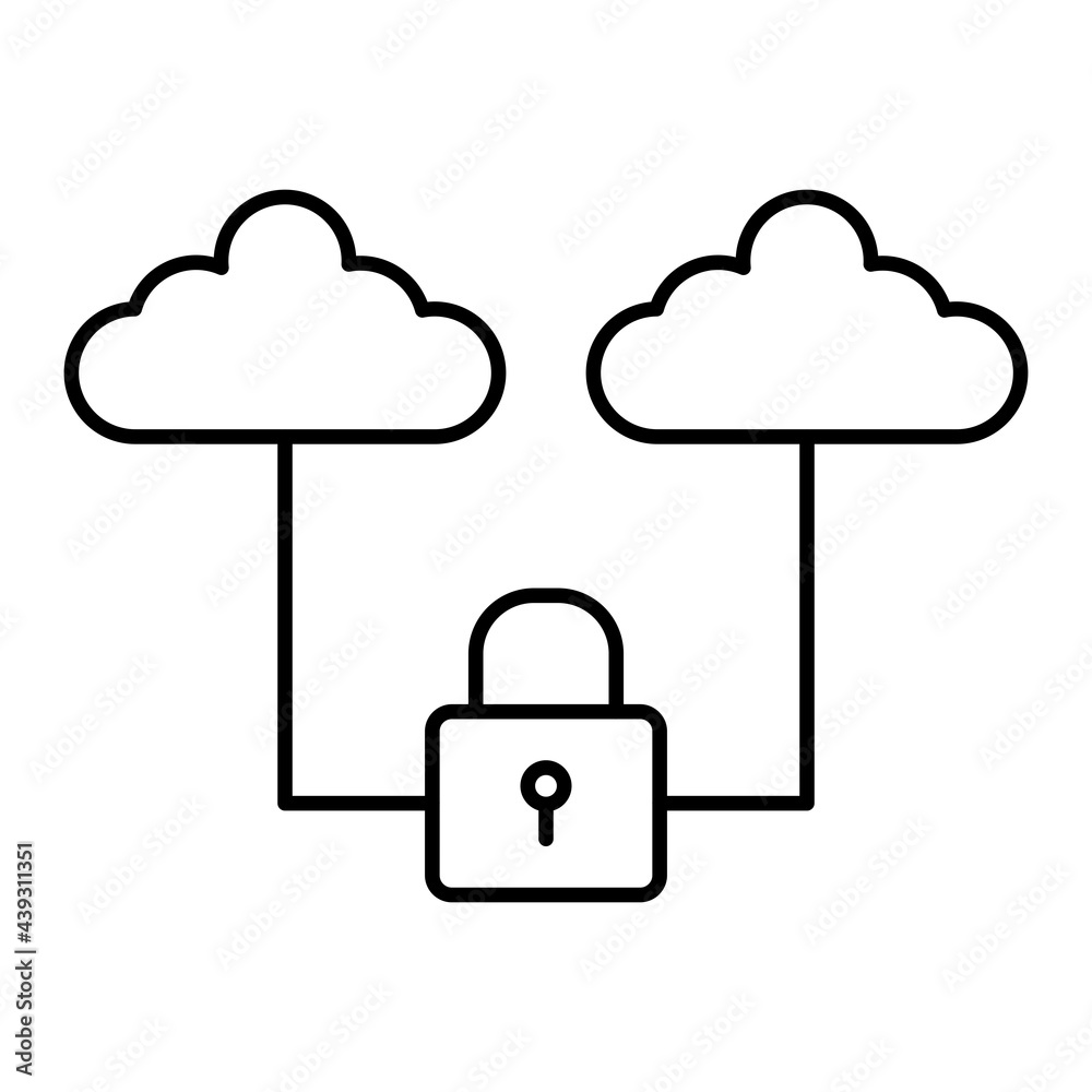 Vector Safe Cloud Outline Icon Design Vector Safe Cloud Outline Icon Design
