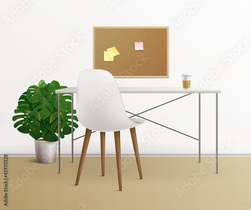 Office Interior Realistic Composition