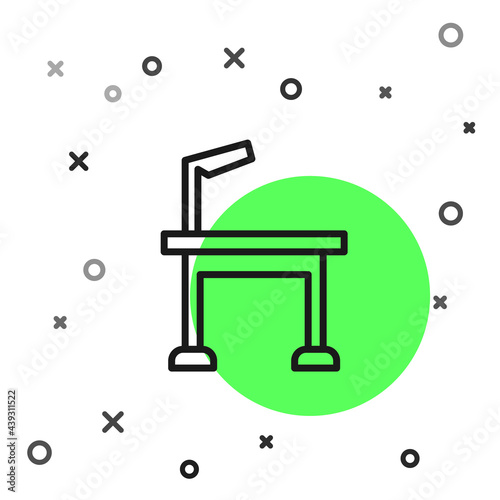 Black line Pet grooming table icon isolated on white background. Vector