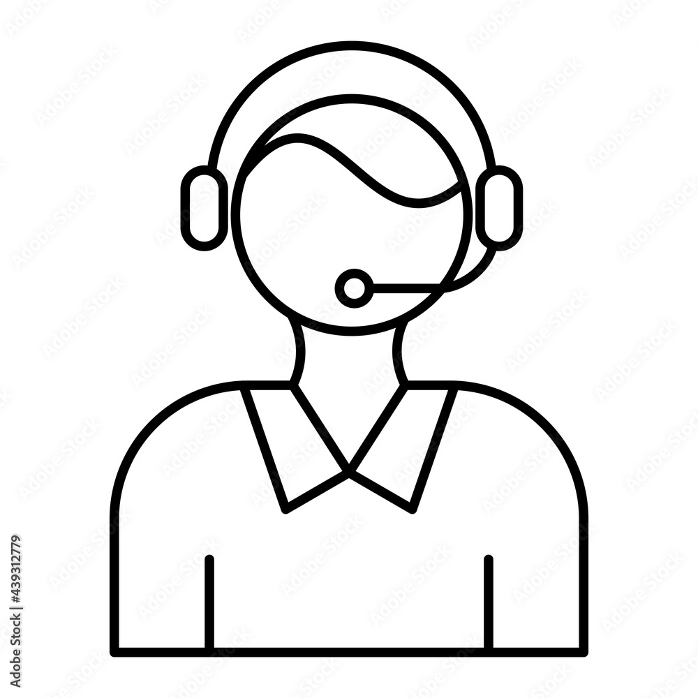 Vector Call Center Agents Outline Icon Design