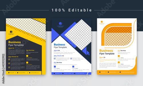 Business Flyer Design Template. Modern flyer design. Simple flyer design. Corporate flyer design. Business flyer blue, business flyer yellow, business brochure, business flyer red