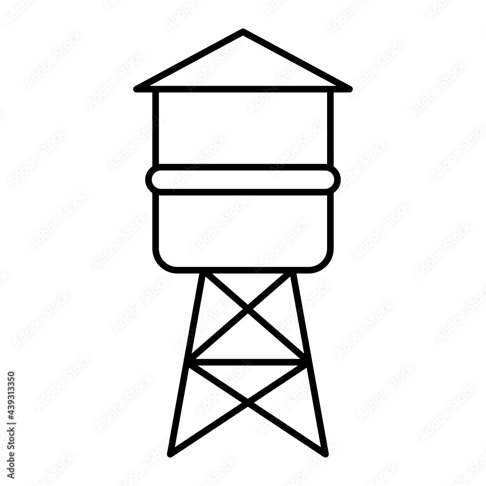 Vector Water Tower Outline Icon Design