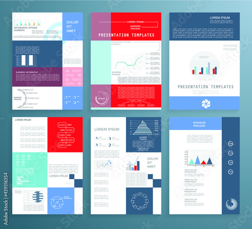 Templates for business reports, cover layout and infographics