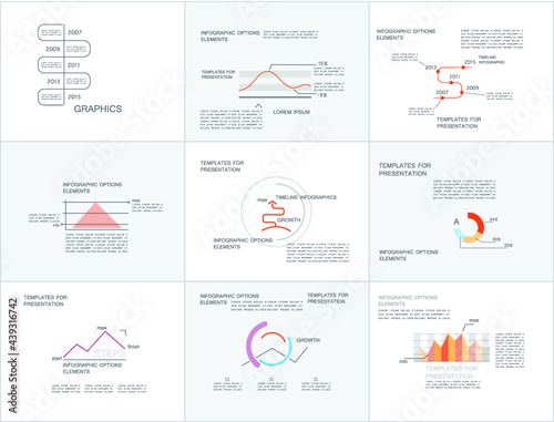 Templates for business reports, cover layout and infographics