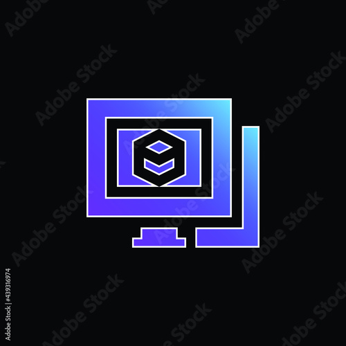 3d Modeling blue gradient vector icon