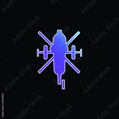 Army Helicopter Bottom View blue gradient vector icon
