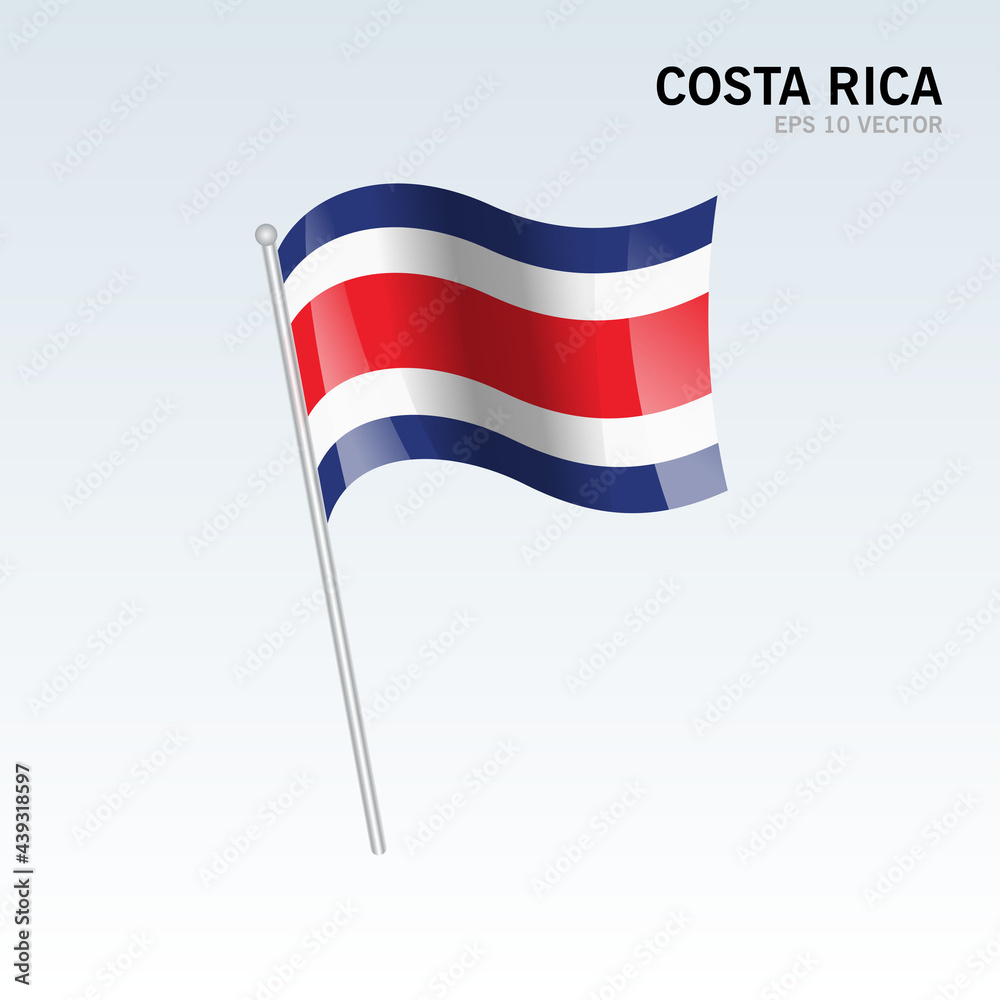 Costa Rica waving flag isolated on gray background