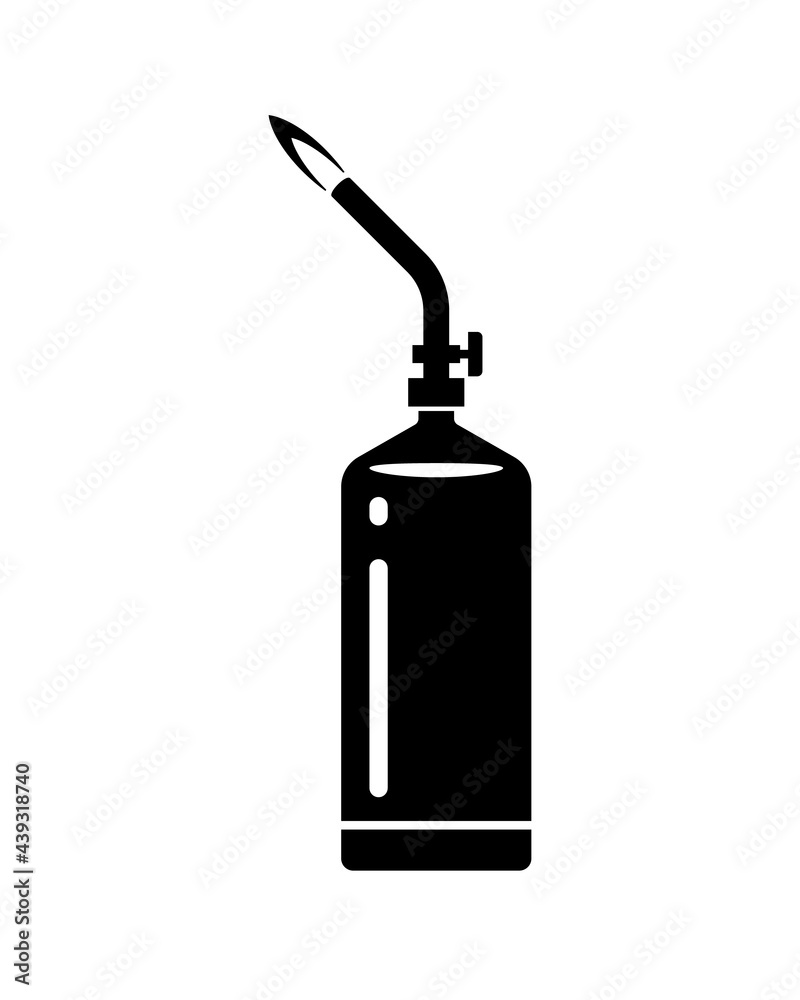 Propane torch glyph icon. Clipart image isolated on white background