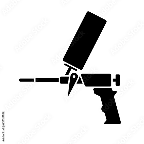 Spray foam gun glyph icon. Clipart image isolated on white background