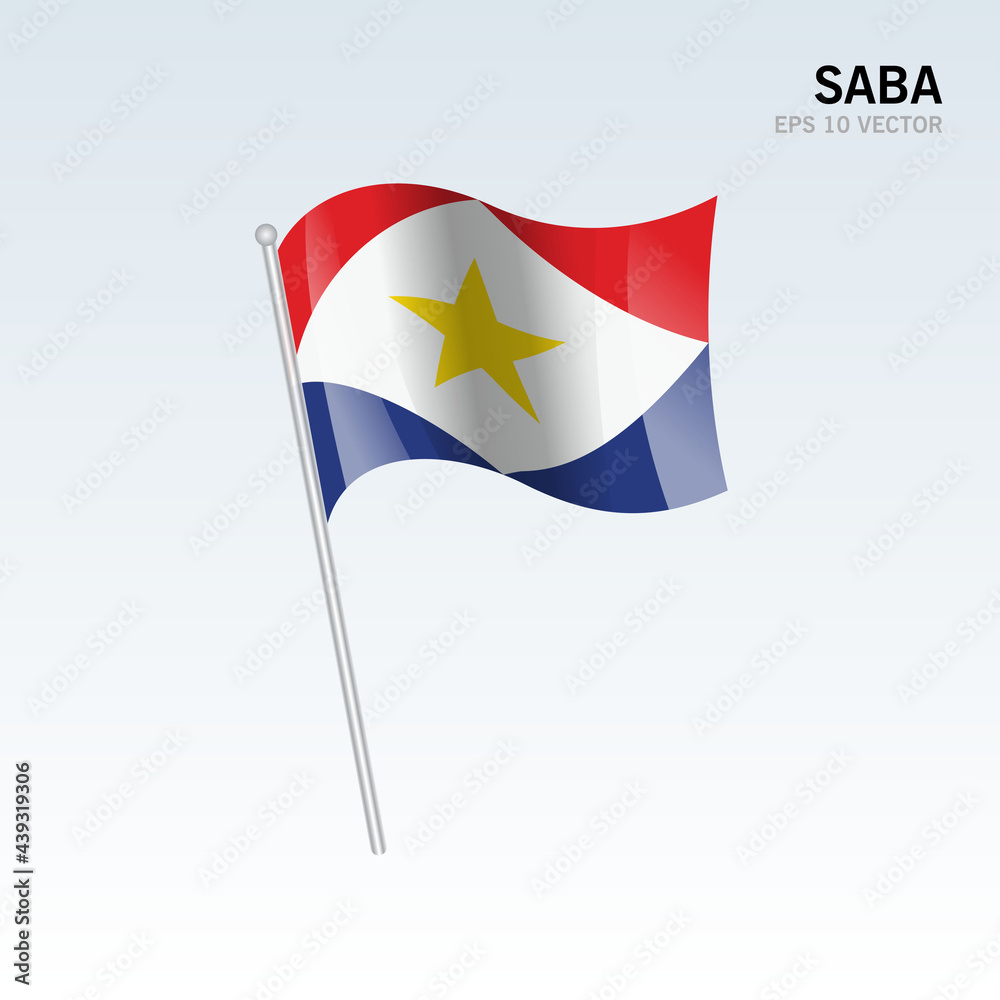 Saba waving flag isolated on gray background Saba waving flag isolated on gray background
