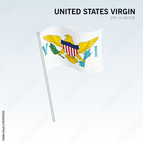 United States Virgin waving flag isolated on gray background
