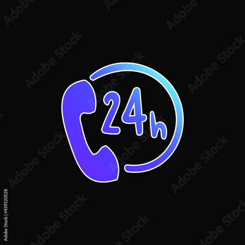 24 Hours blue gradient vector icon