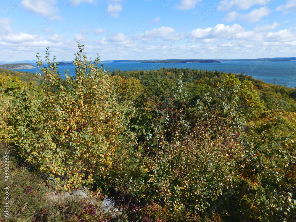 Fototapeta premium Landscape Photographs of Coastal Maine - Fjords, Autumn Foliage, Mountains, and Forests of Acadia National Park
