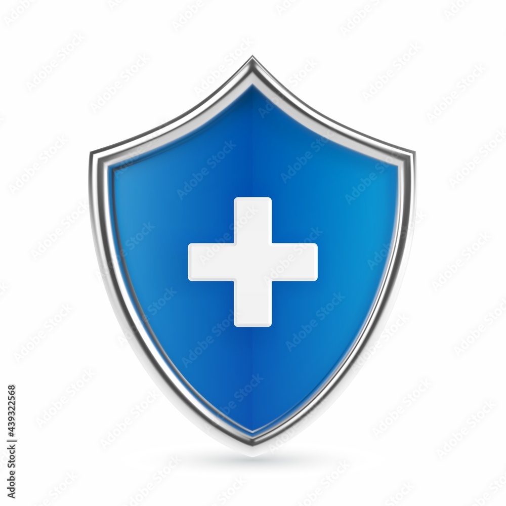 Medical health protection shield with cross. Healthcare medicine protected abstract guard shield concept. Health, medical and life insurance service. Realistic vector illustration. Medical health protection shield with cross. Healthcare medicine protected abstract guard shield concept. Health, medical and life insurance service. Realistic vector illustration.