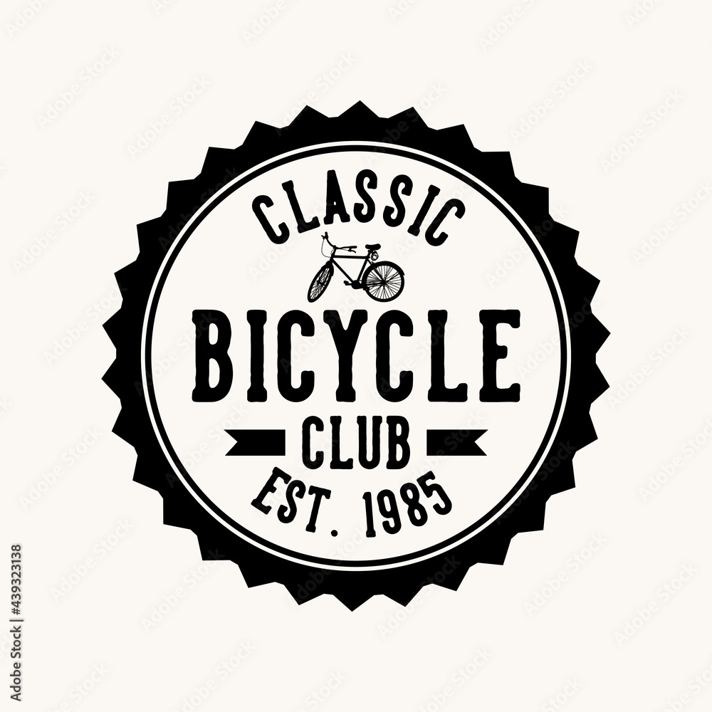 logo design classic bicycle club est 1985 with bicycle silhouette flat illustration logo design classic bicycle club est 1985 with bicycle silhouette flat illustration