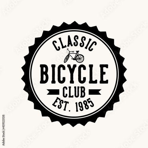 logo design classic bicycle club est 1985 with bicycle silhouette flat illustration