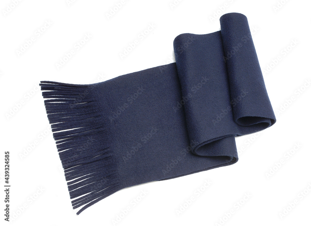 blue woolen scarf isolated on white
