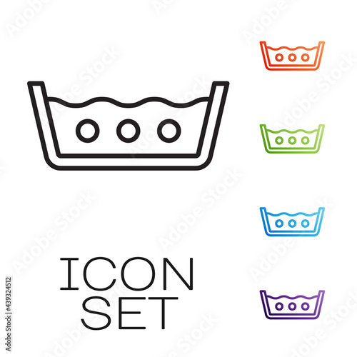 Black line Washing under 50 degrees celsius icon isolated on white background. Temperature wash. Set icons colorful. Vector