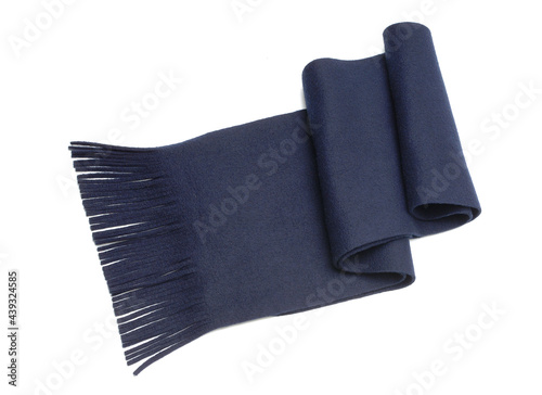blue woolen scarf isolated on white 