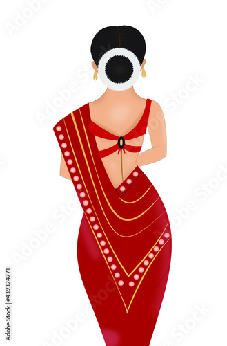 women wearing red saree