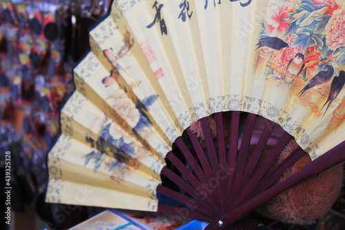 Opened traditional Chinese bamboo fan