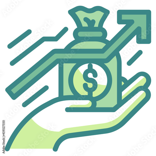 revenue green twotone line icon