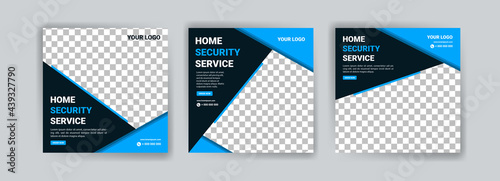 Home security service. Social media post for IoT business.