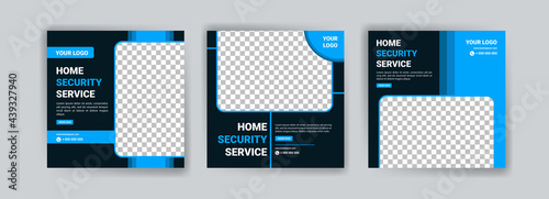 Home security service. Social media post for IoT business.