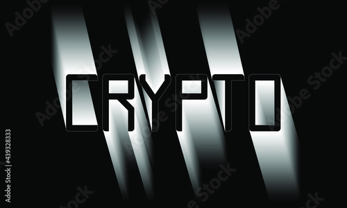 Crypto lettering white gradient on black background vector illustration. Ideal for tech, financial corporations, social media channel, web banner, poster, cover, thumbnail, data science