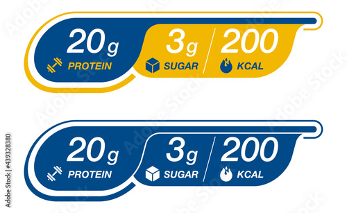 Label for protein bar or energy drink with value