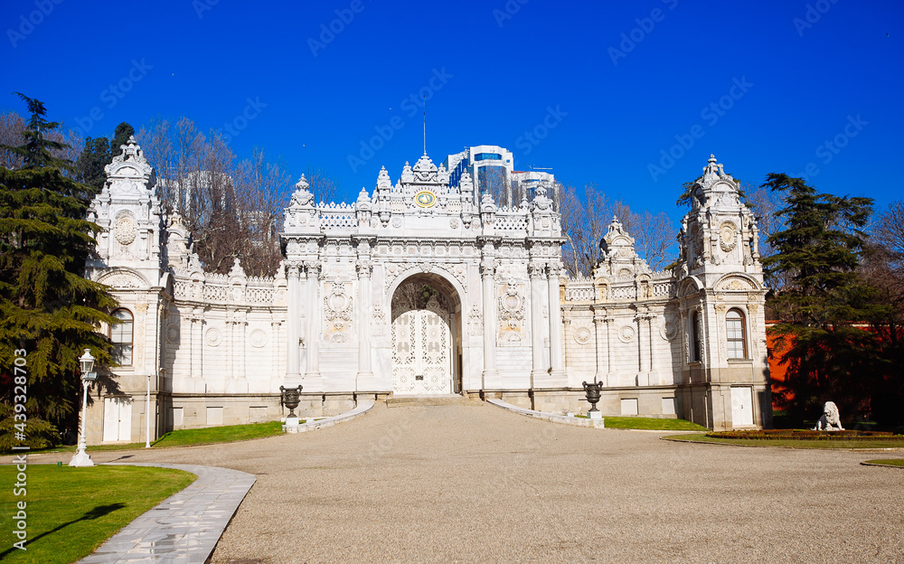 Dolmabahce Palace on the European coast of the Bosphorus in Istanbul, Turkey