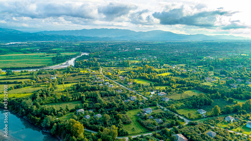 aerial view of the rural landscape from above
