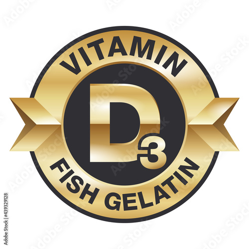 Vitamin D3 Fish Gelatin - golden icon for labeling