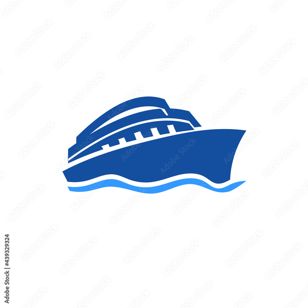 Ship and wave logo design stock illustration