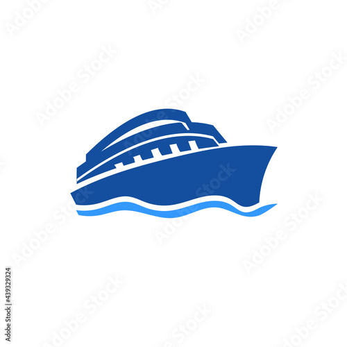 Ship and wave logo design stock illustration