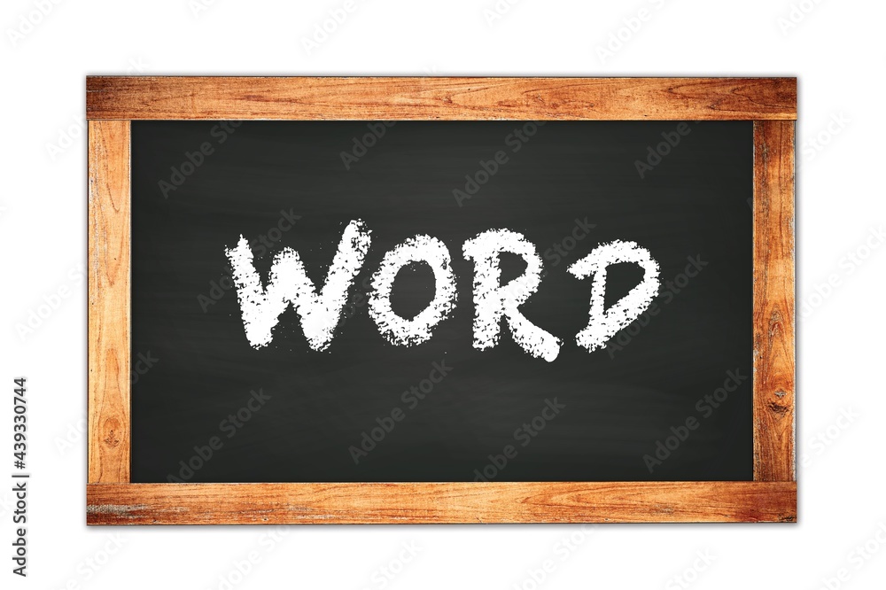 WORD text written on wooden frame school blackboard. WORD text written on wooden frame school blackboard.