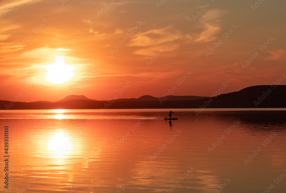 landscape with sunset on Lake Balaton - Hungary