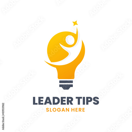 Leader Tips Logo Template Design. Creative people logo. Smart business and future idea vector illustration.