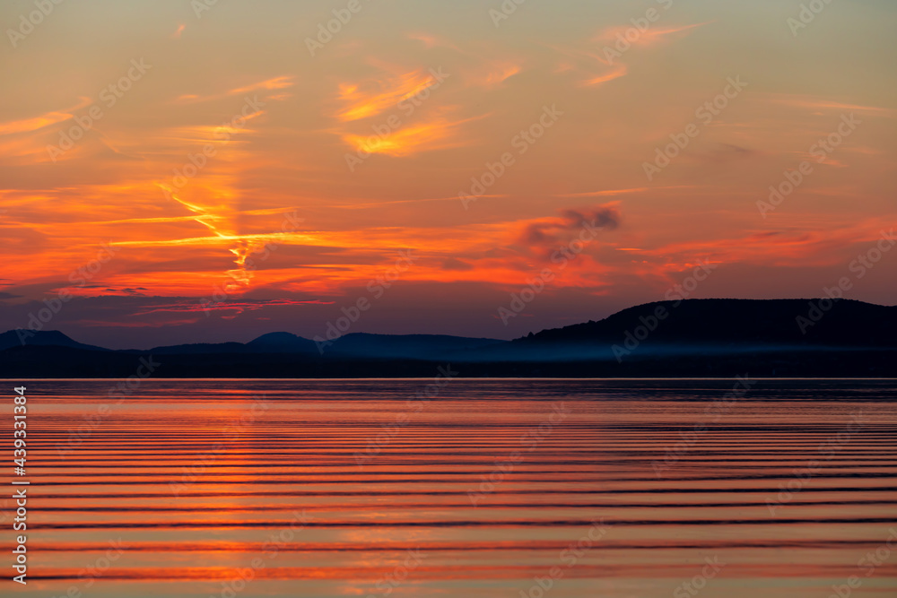 landscape after sunset on Lake Balaton - Hungary