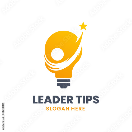 Leader Tips Logo Template Design. Creative people logo. Smart business and future idea vector illustration.