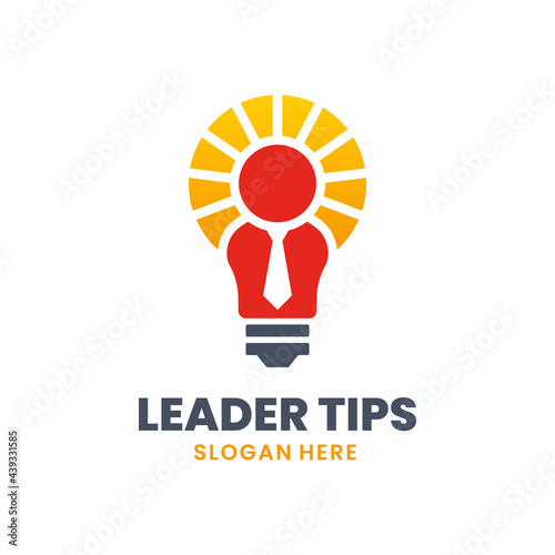 Leader Tips Logo Template Design. Creative people logo. Smart business and future idea vector illustration.