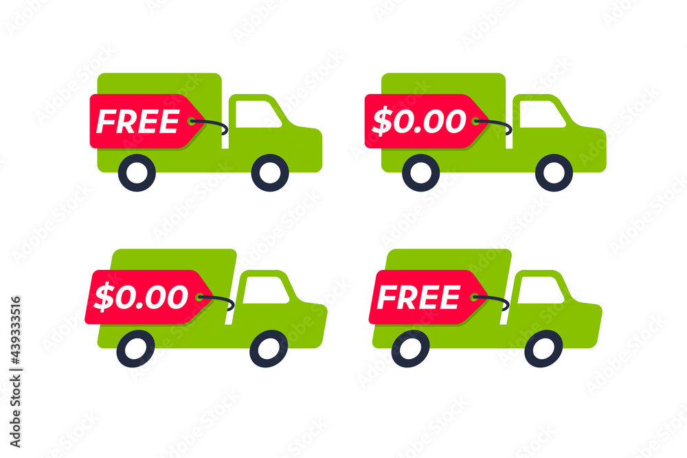 Collection of free delivery or free shipping vector graphic for sticker, apps, website,online shop, etc.